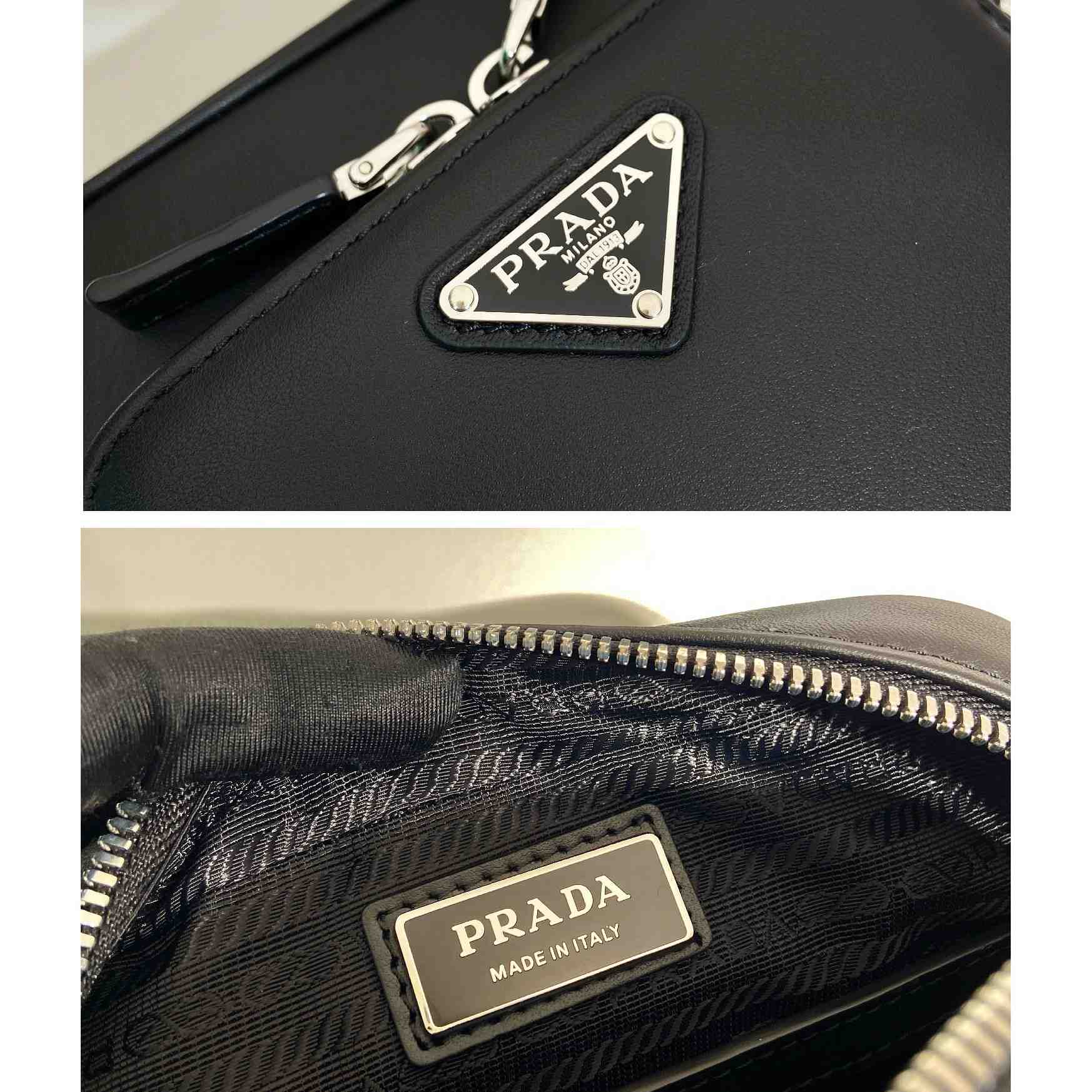 Prada Leather Shoulder Bag With Pouch - FashionPlug