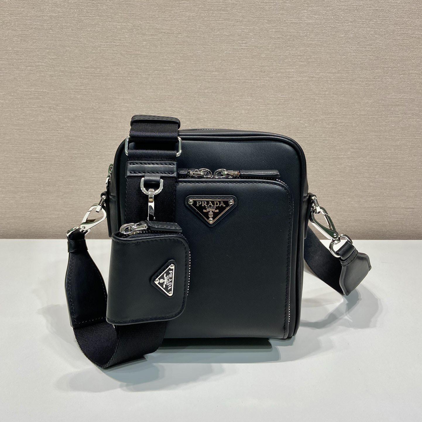 Prada Leather Shoulder Bag With Pouch - FashionPlug