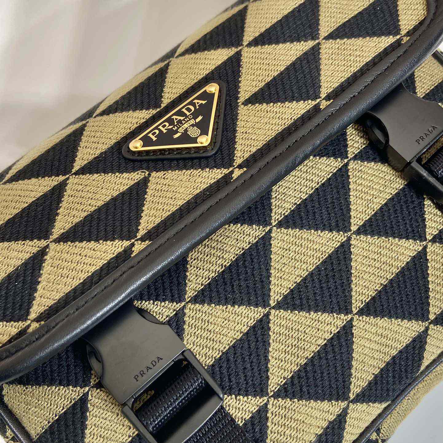 Prada Symbole Embroidered Fabric Bag - FashionPlug