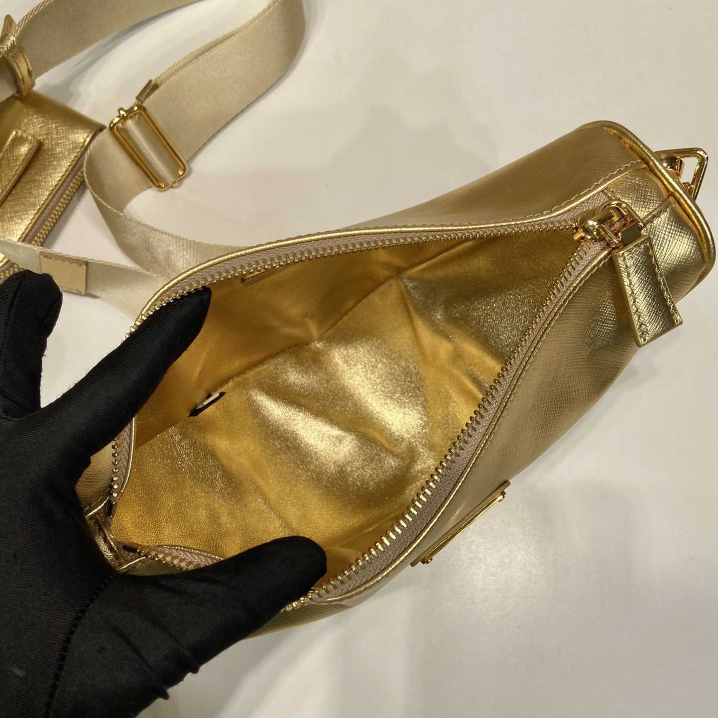 Prada Triangle Saffiano Leather Shoulder Bag - FashionPlug