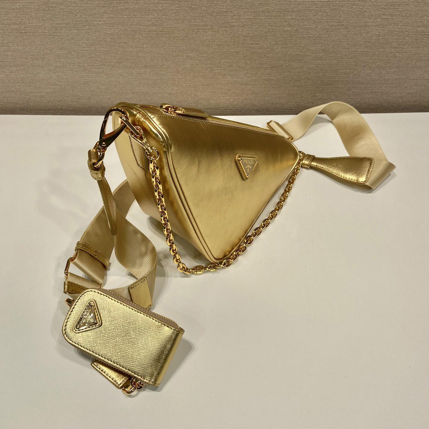 Prada Triangle Saffiano Leather Shoulder Bag - FashionPlug