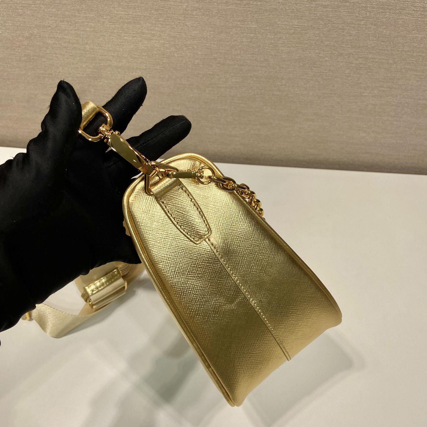 Prada Triangle Saffiano Leather Shoulder Bag - FashionPlug