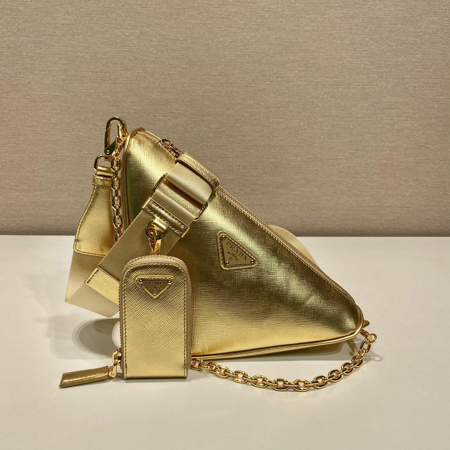 Prada Triangle Saffiano Leather Shoulder Bag - FashionPlug