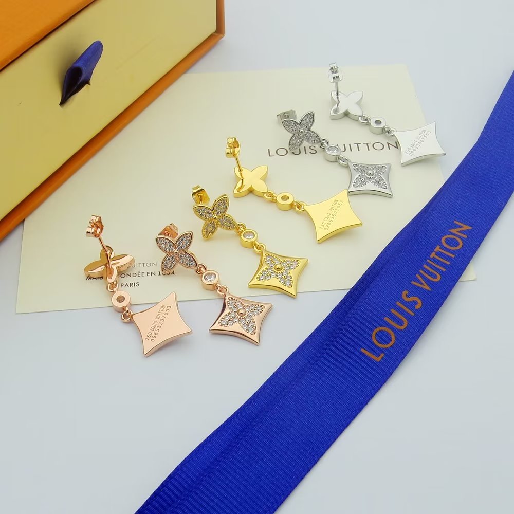 Louis Vuitton Color Blossom Long Earrings, White Gold And Diamonds   Q96501 - FashionPlug