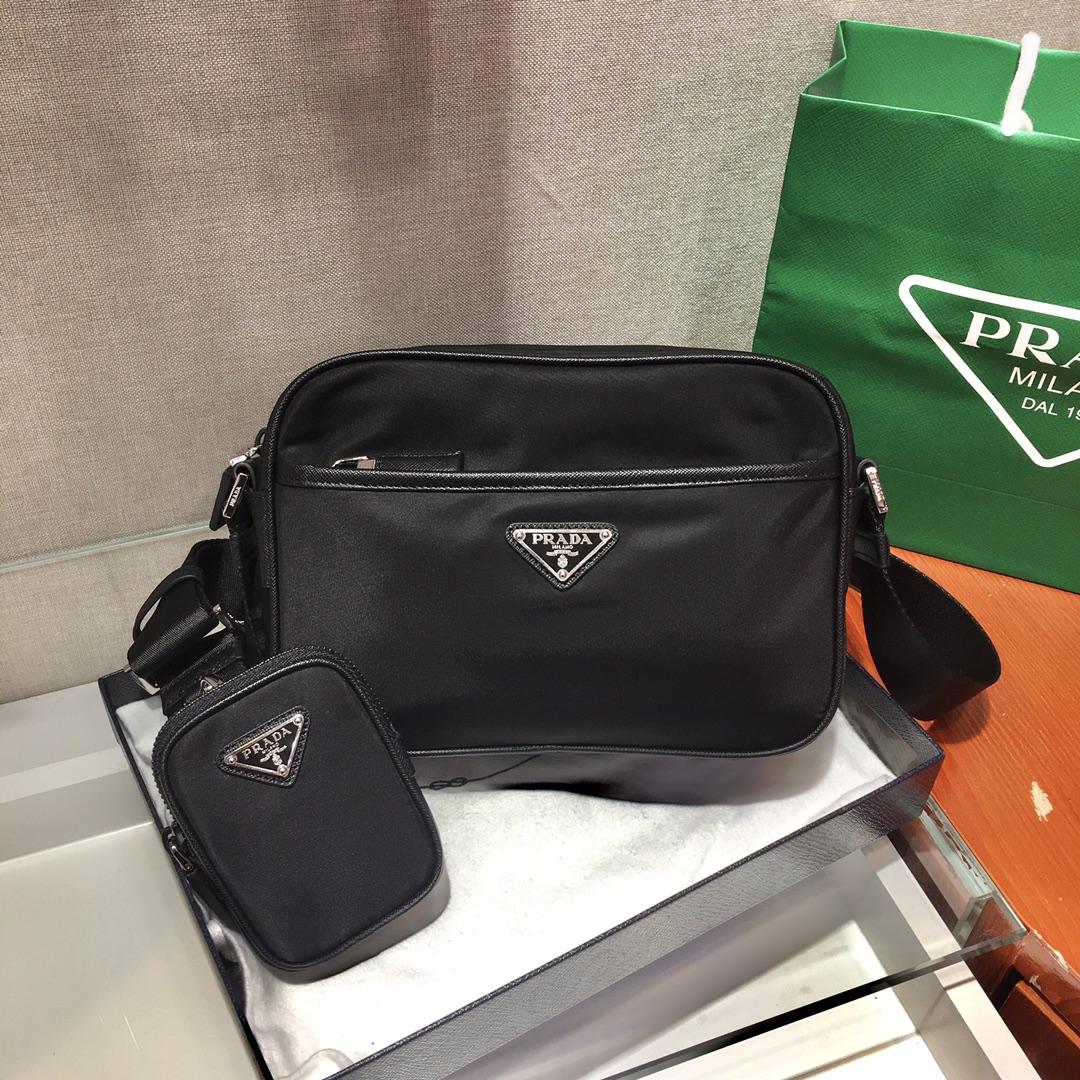 Prada Re-Nylon And Saffiano Leather Shoulder Bag(23x16x7cm) - FashionPlug