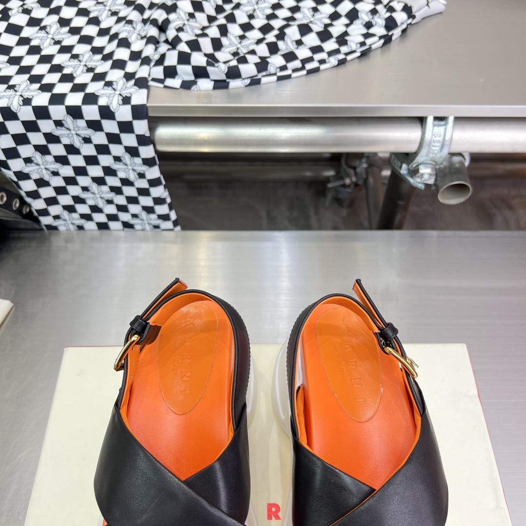 Marni Black Leather Criss-cross Aras 23 Sandal - FashionPlug