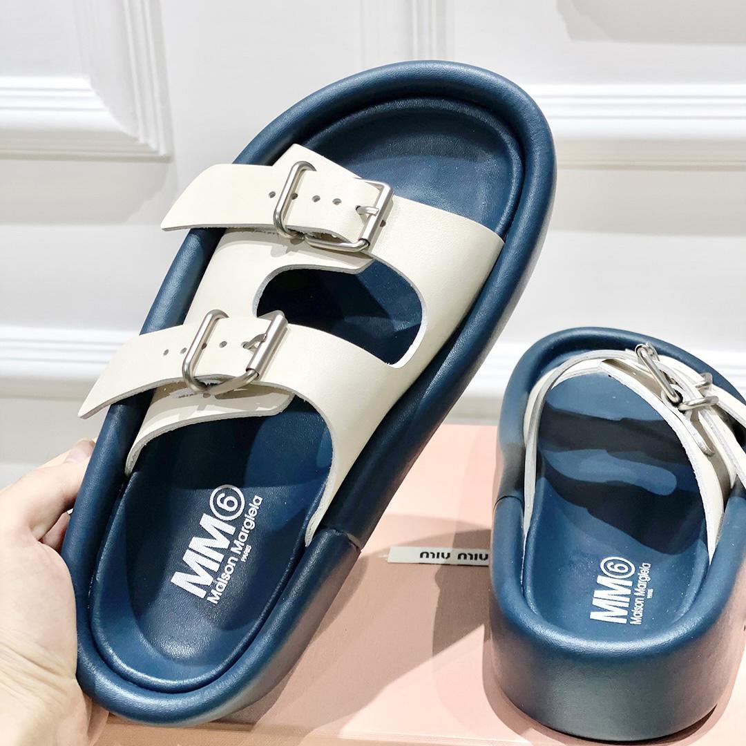Maison Margiela MM6 Buckle-strap Leather Sandals - FashionPlug
