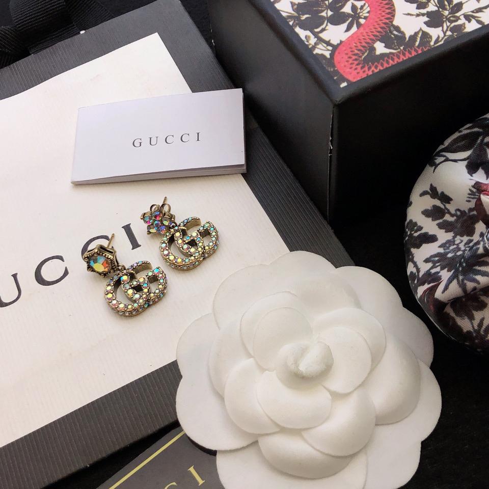 Gucci Crystal Double G Earrings - FashionPlug