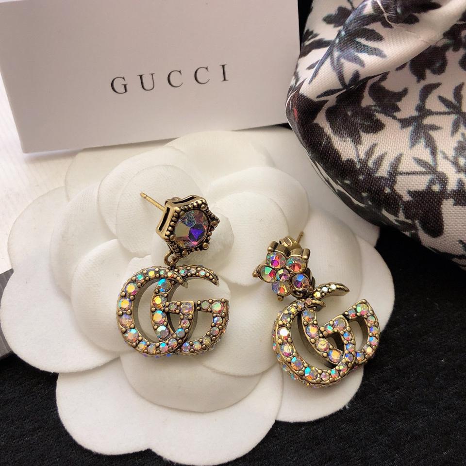 Gucci Crystal Double G Earrings - FashionPlug