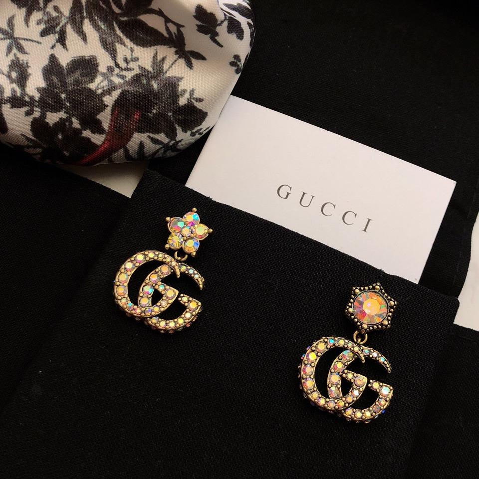 Gucci Crystal Double G Earrings - FashionPlug