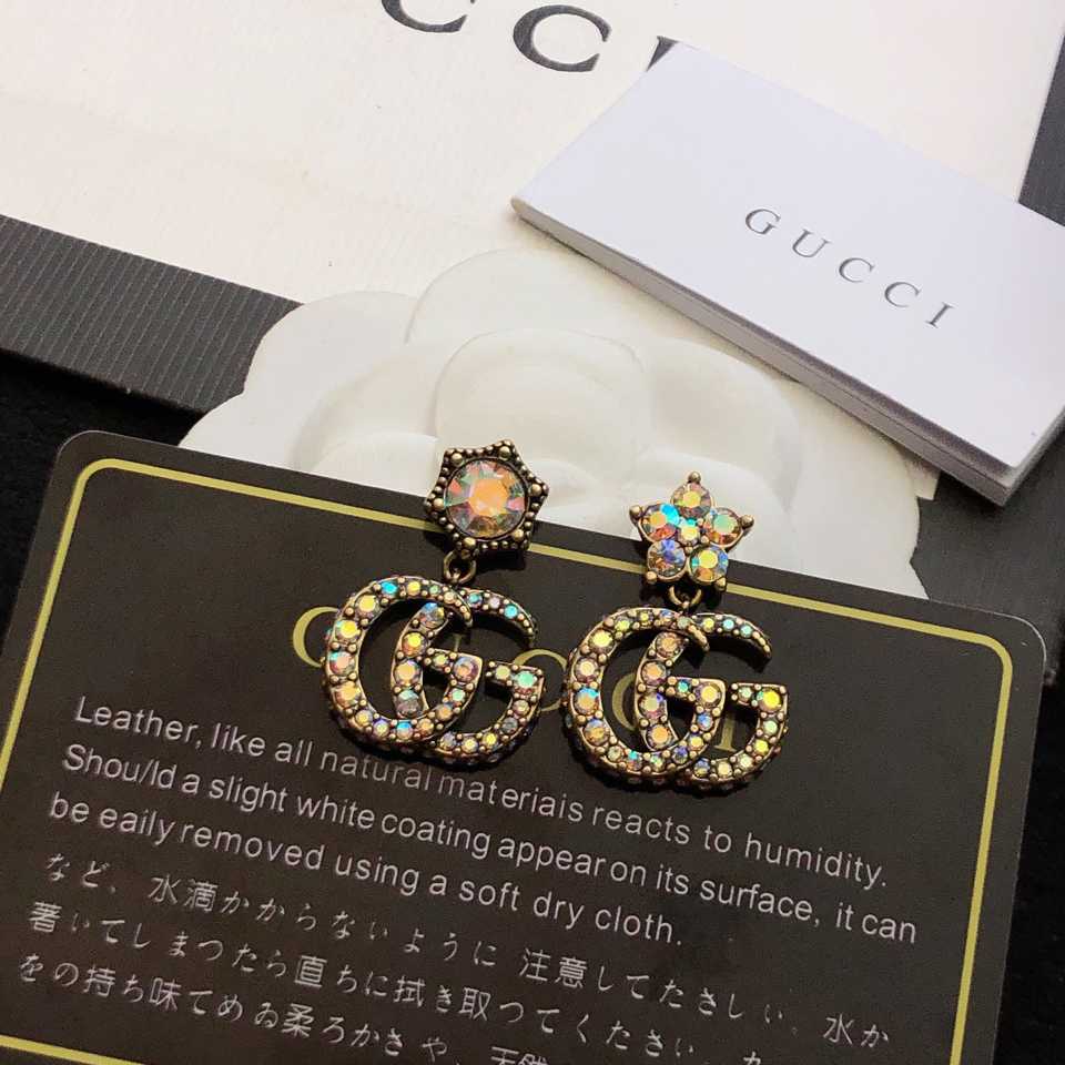 Gucci Crystal Double G Earrings - FashionPlug
