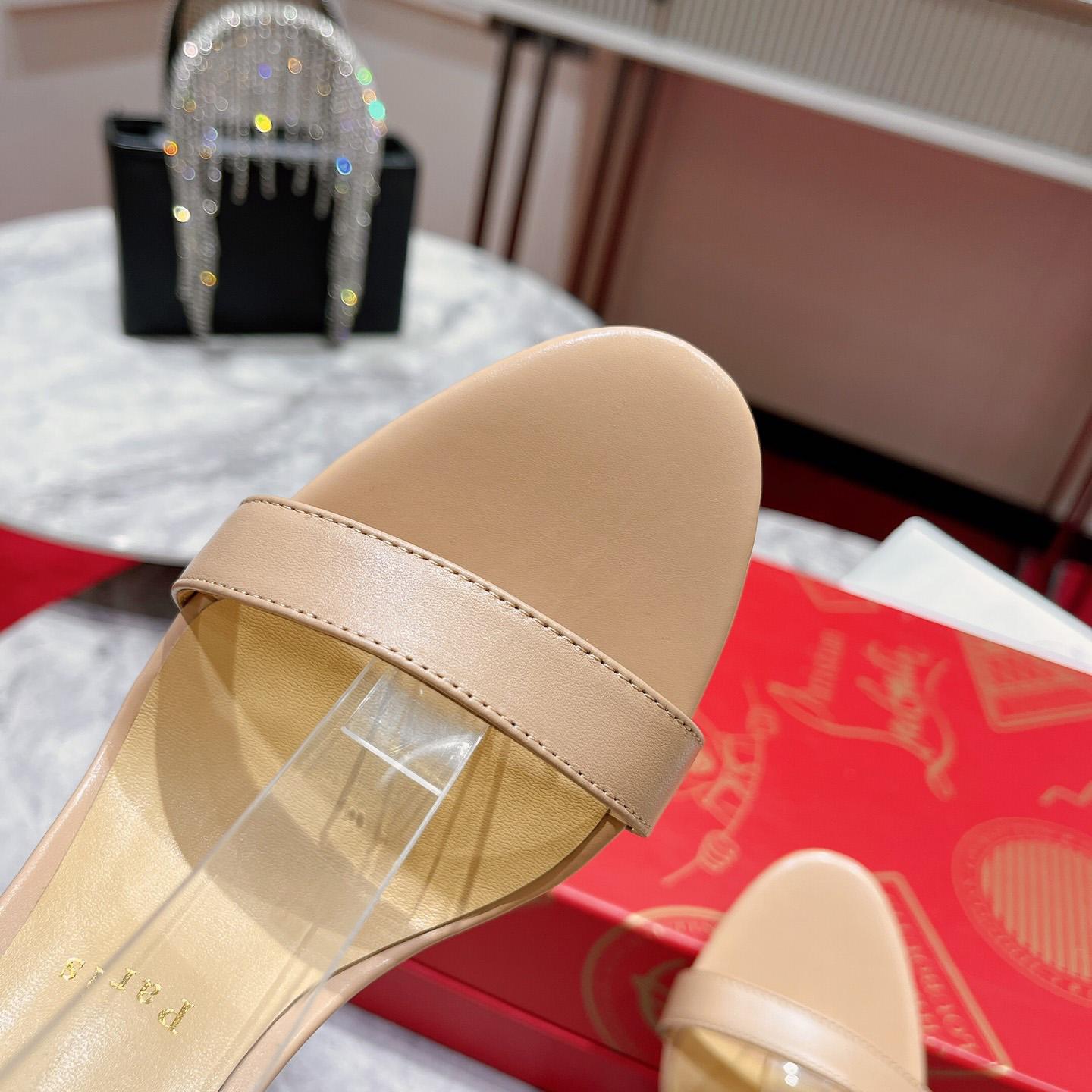 Christian Louboutin Loubi Queen Sandals - Nappa leather - Nude - FashionPlug