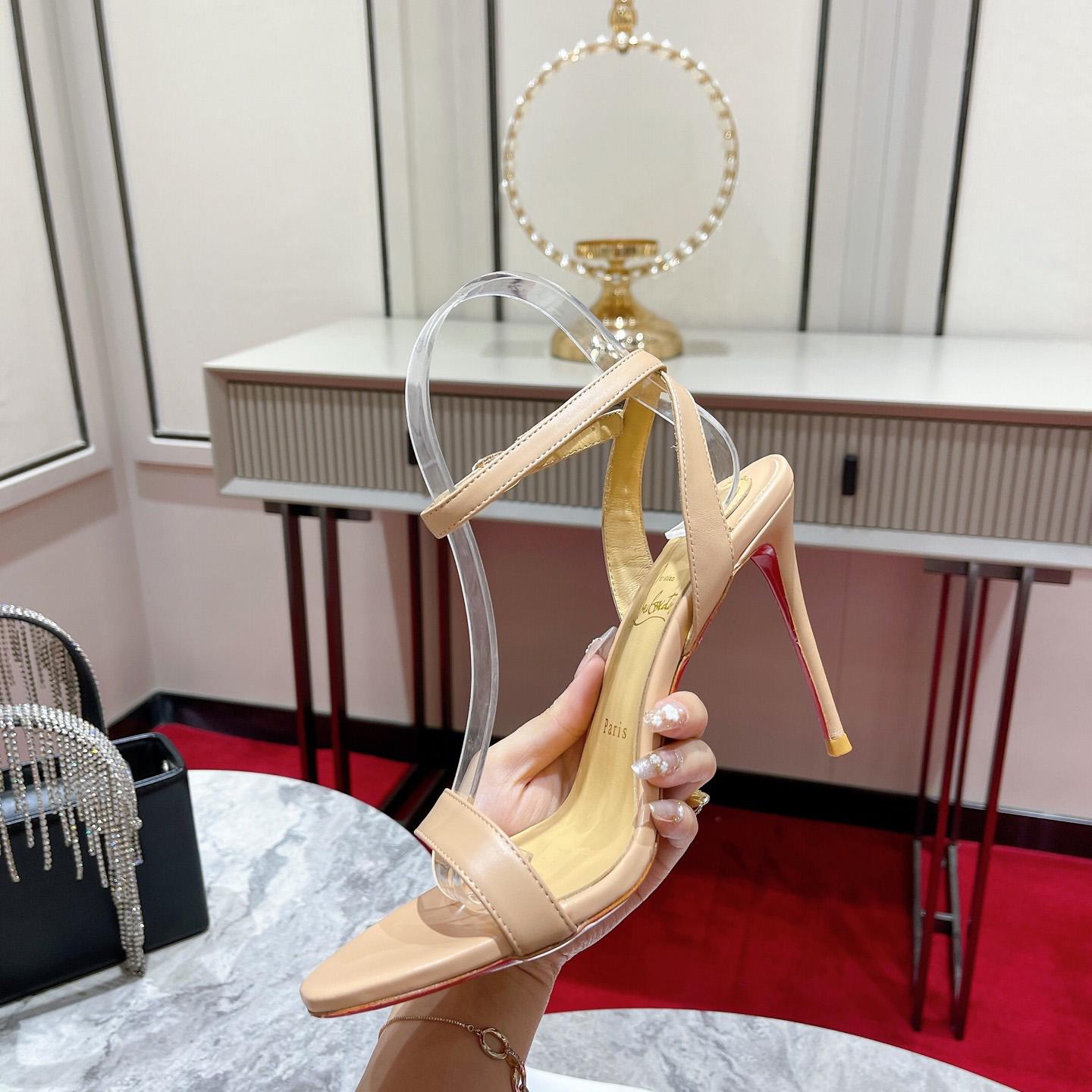 Christian Louboutin Loubi Queen Sandals - Nappa leather - Nude - FashionPlug