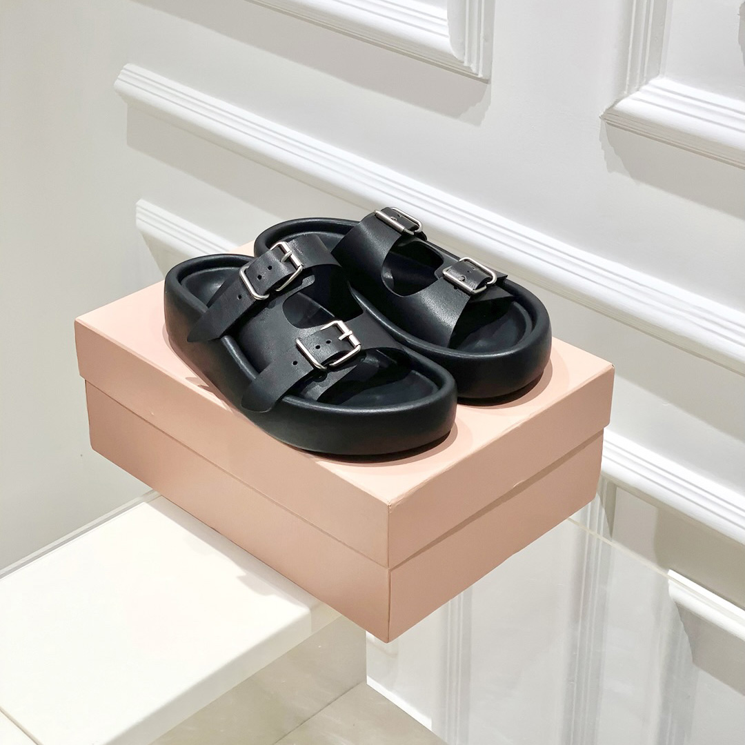 Maison Margiela MM6 Buckle-strap Leather Sandals - FashionPlug