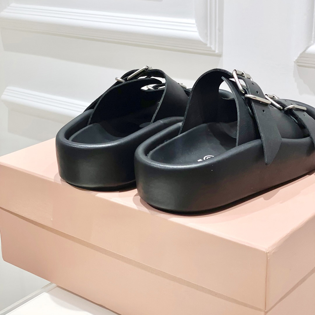 Maison Margiela MM6 Buckle-strap Leather Sandals - FashionPlug