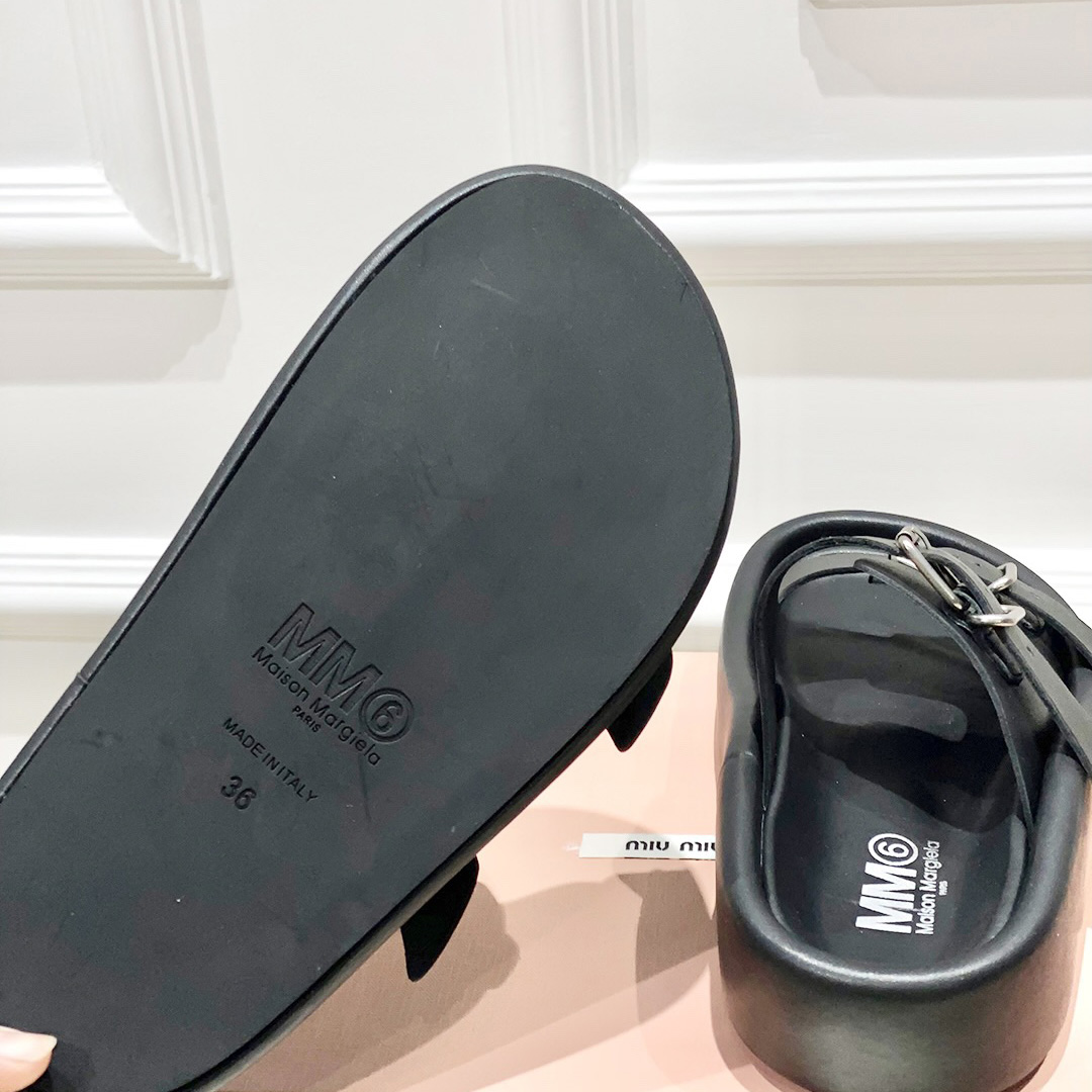 Maison Margiela MM6 Buckle-strap Leather Sandals - FashionPlug