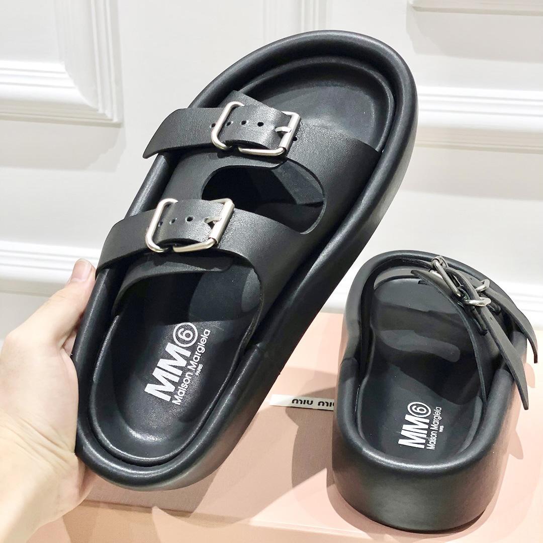 Maison Margiela MM6 Buckle-strap Leather Sandals - FashionPlug