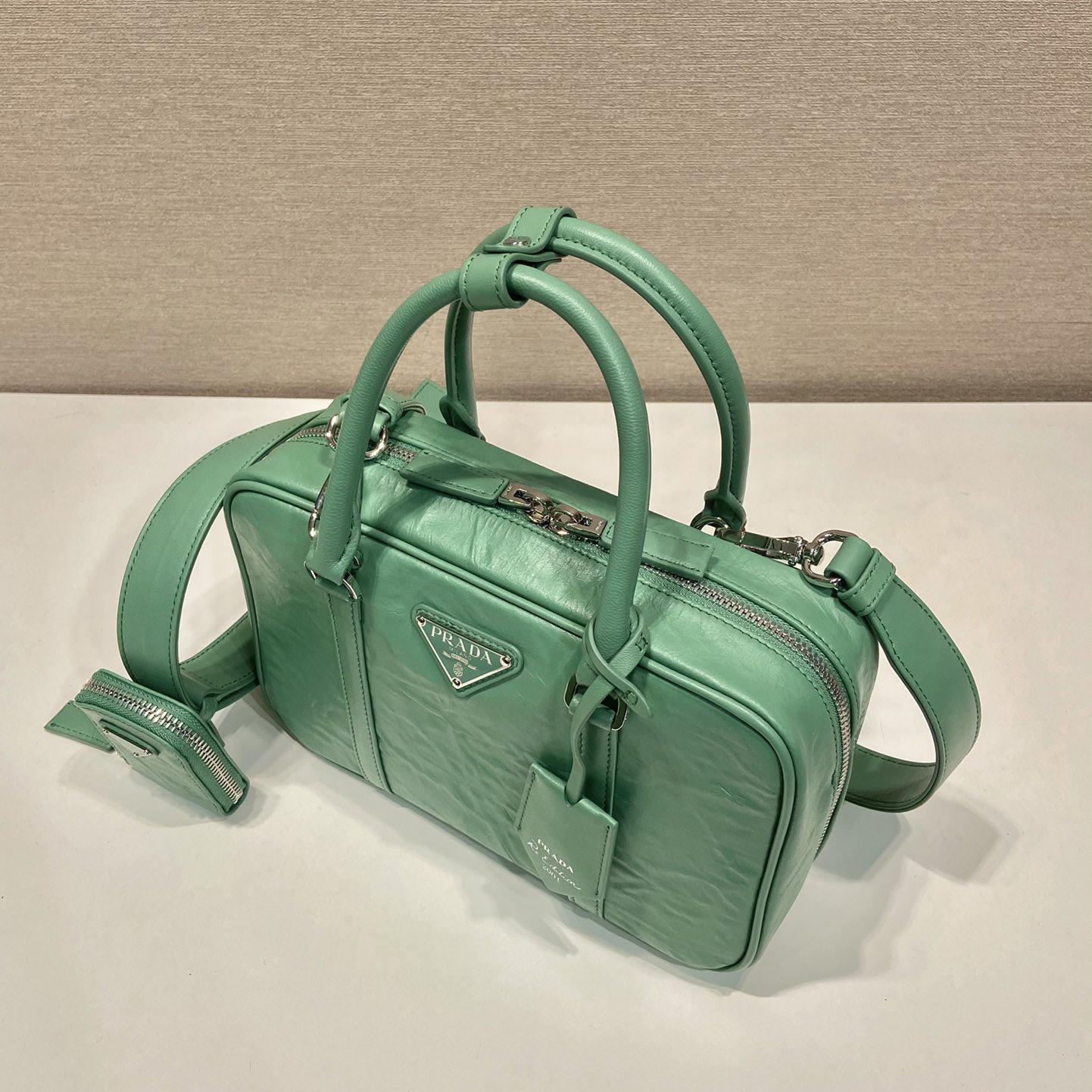 Prada Medium Antique Nappa Leather Top Handle Bag - FashionPlug