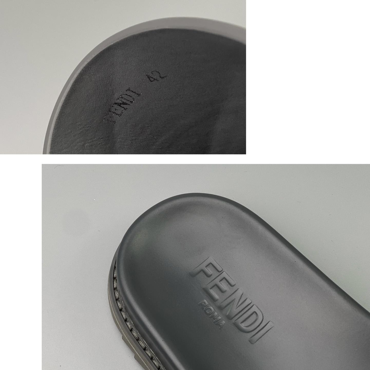 Fendi Gray Rubber Slides - FashionPlug