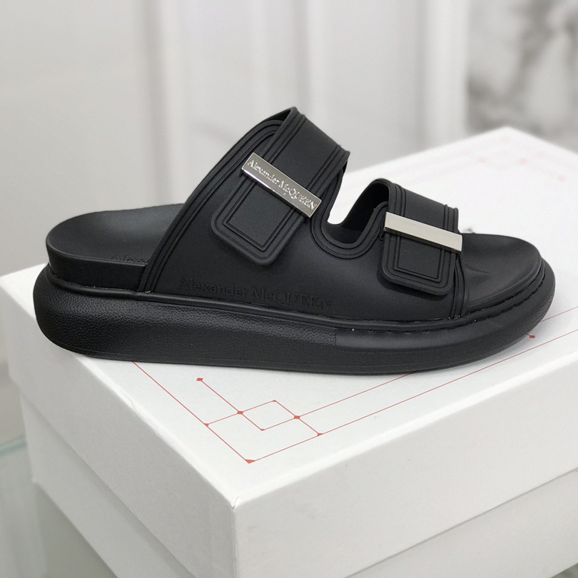 Alexander Mqueen Women's Hybrid Slide In Black/Silver - FashionPlug