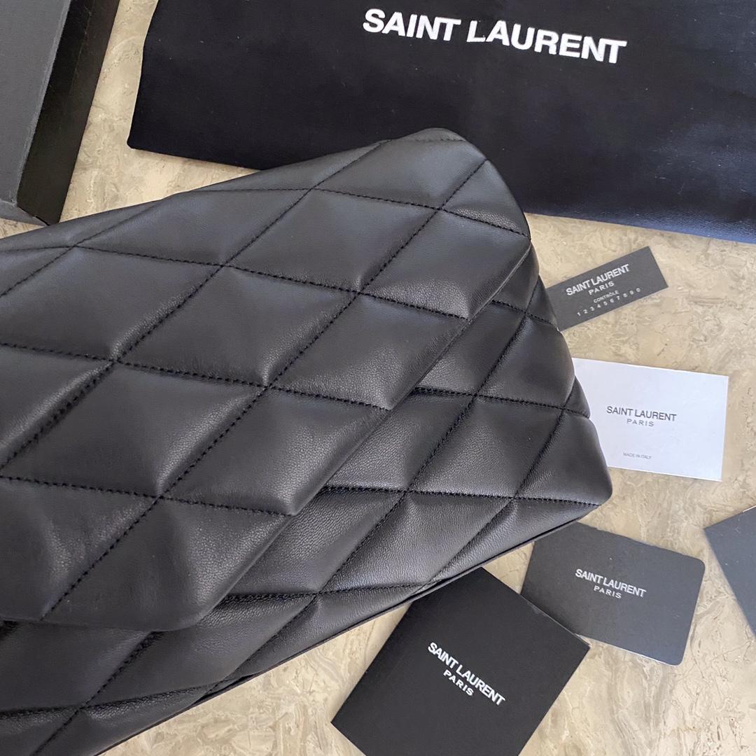 Saint Laurent Sade Puffer Quilted Leather Clutch In Black  - FashionPlug