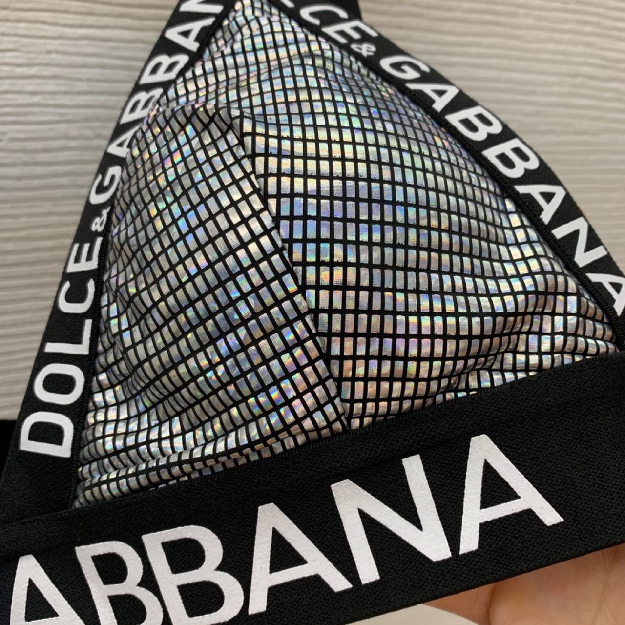Dolce & Gabbana Crystal mesh triangle Bra & Briefs  - FashionPlug