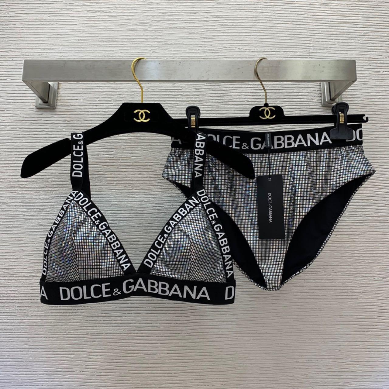 Dolce & Gabbana Crystal mesh triangle Bra & Briefs  - FashionPlug