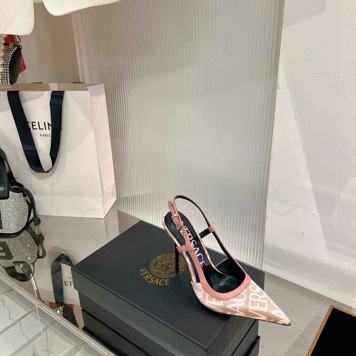 Versace Logo-jacquard 110mm Slingback Pumps - FashionPlug