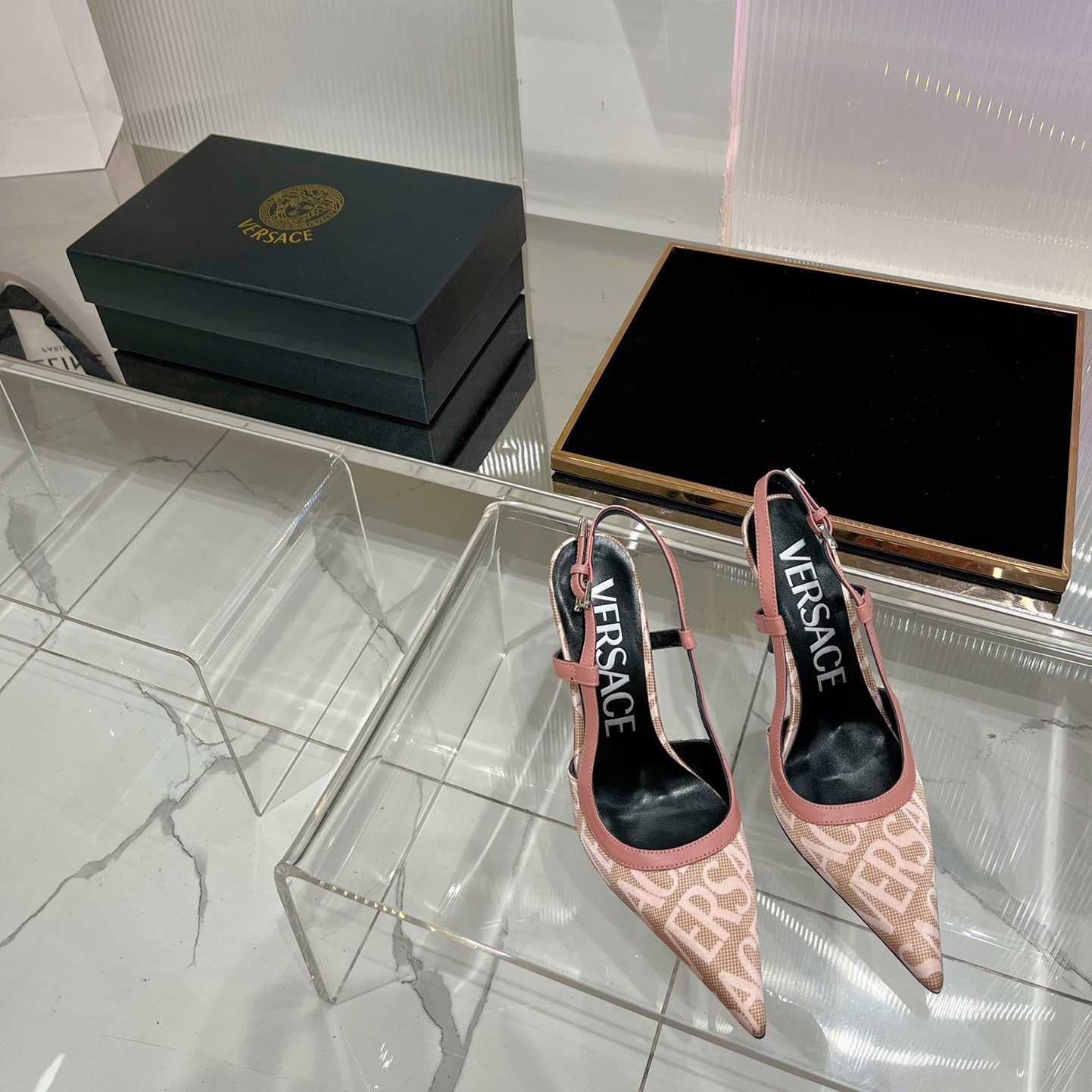 Versace Logo-jacquard 110mm Slingback Pumps - FashionPlug