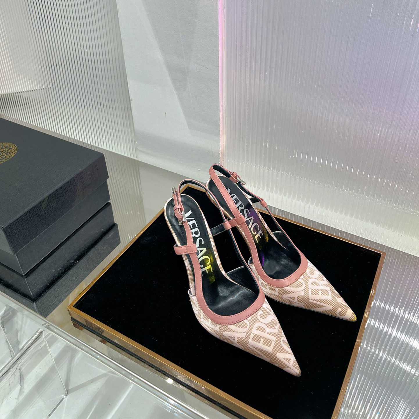 Versace Logo-jacquard 110mm Slingback Pumps - FashionPlug
