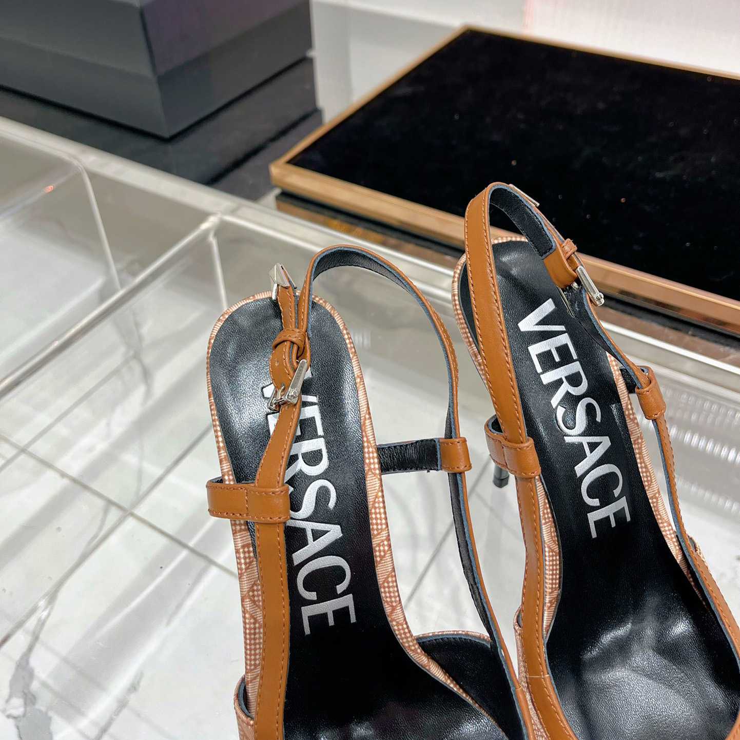 Versace Logo-jacquard 110mm Slingback Pumps - FashionPlug