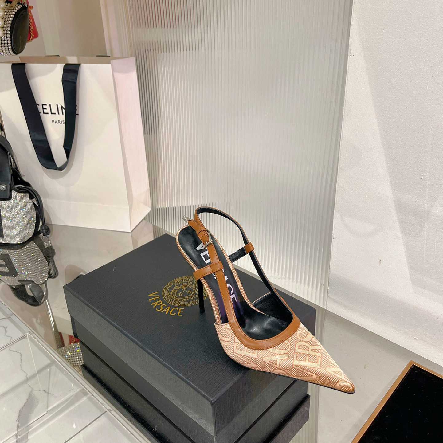 Versace Logo-jacquard 110mm Slingback Pumps - FashionPlug