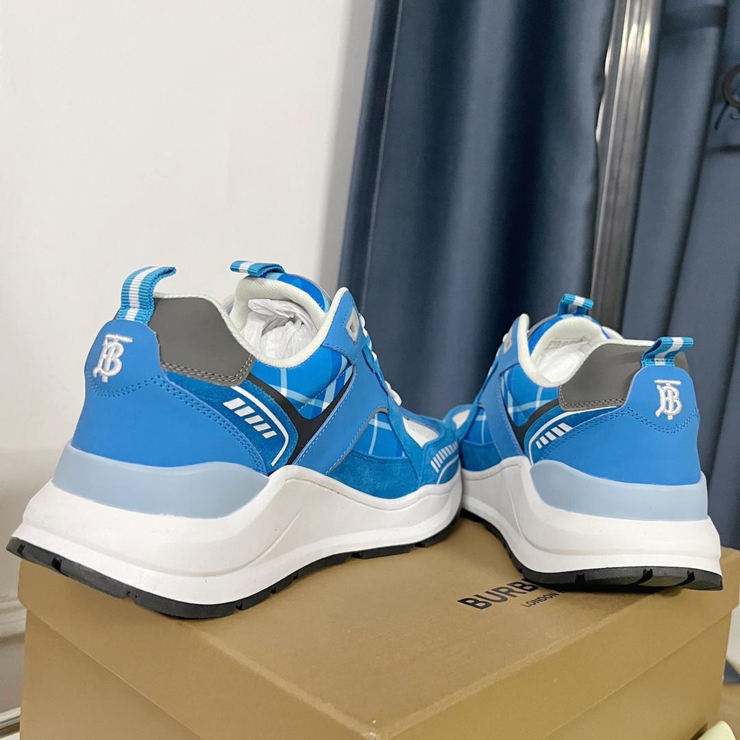 Burberry Leather, Suede and Check Sneakers - FashionPlug