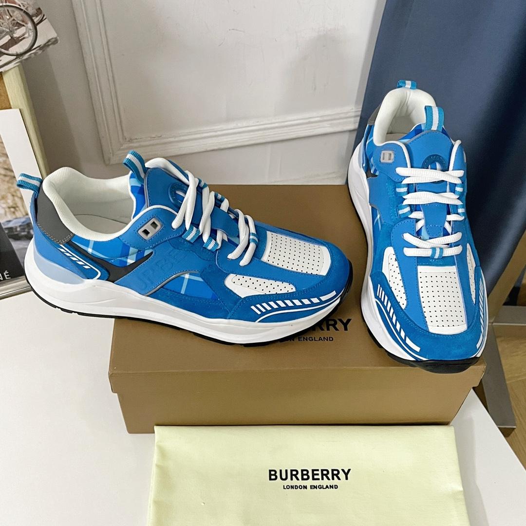 Burberry Leather, Suede and Check Sneakers - FashionPlug