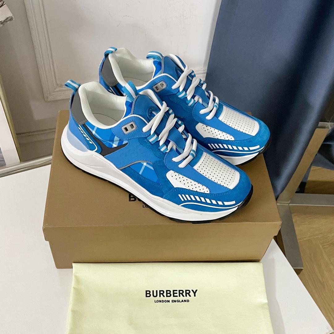Burberry Leather, Suede and Check Sneakers - FashionPlug