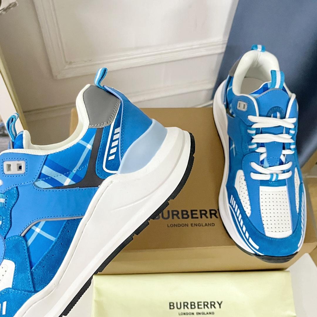Burberry Leather, Suede and Check Sneakers - FashionPlug