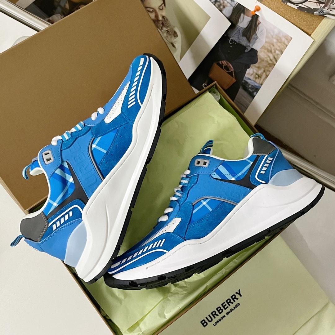 Burberry Leather, Suede and Check Sneakers - FashionPlug