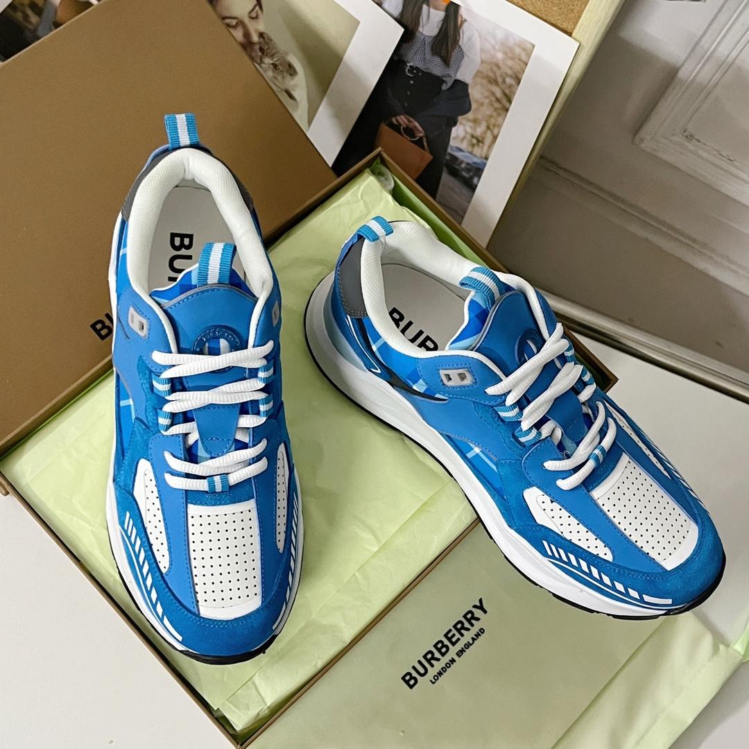 Burberry Leather, Suede and Check Sneakers - FashionPlug