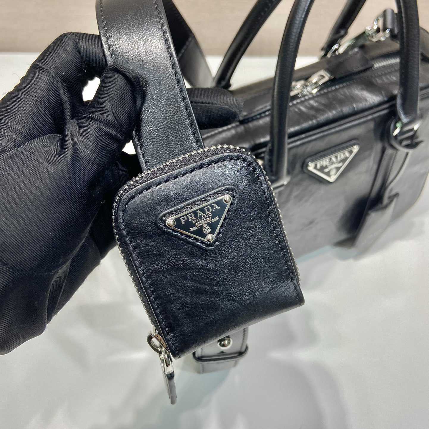 Prada Medium Antique Nappa Leather Top Handle Bag - FashionPlug