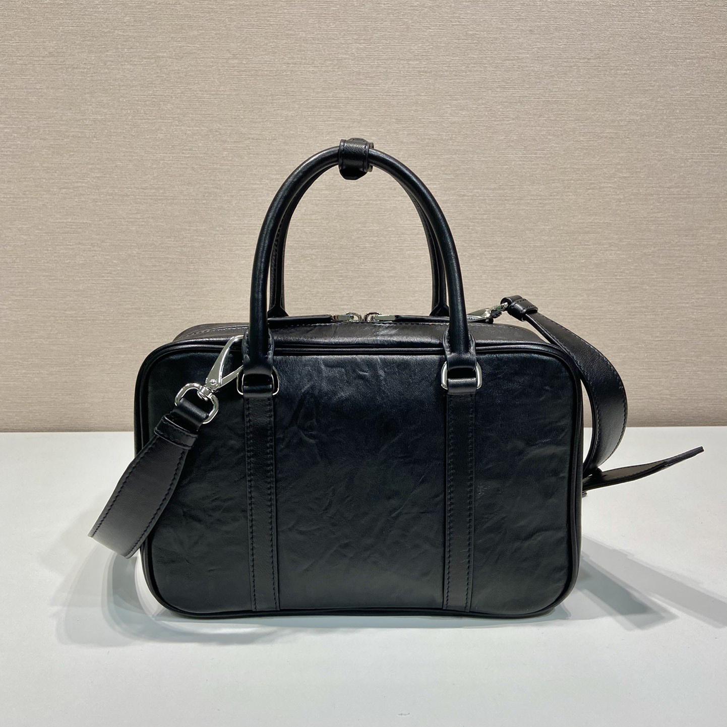 Prada Medium Antique Nappa Leather Top Handle Bag - FashionPlug