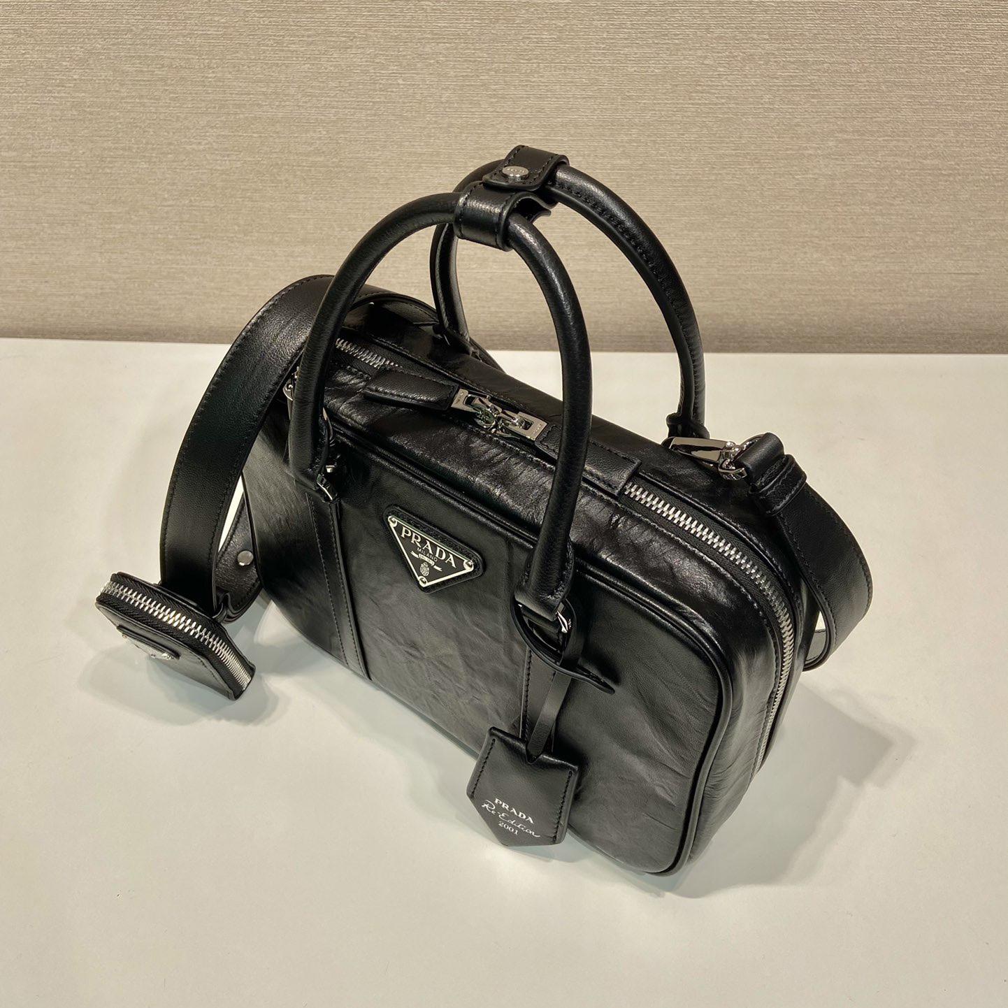 Prada Medium Antique Nappa Leather Top Handle Bag - FashionPlug