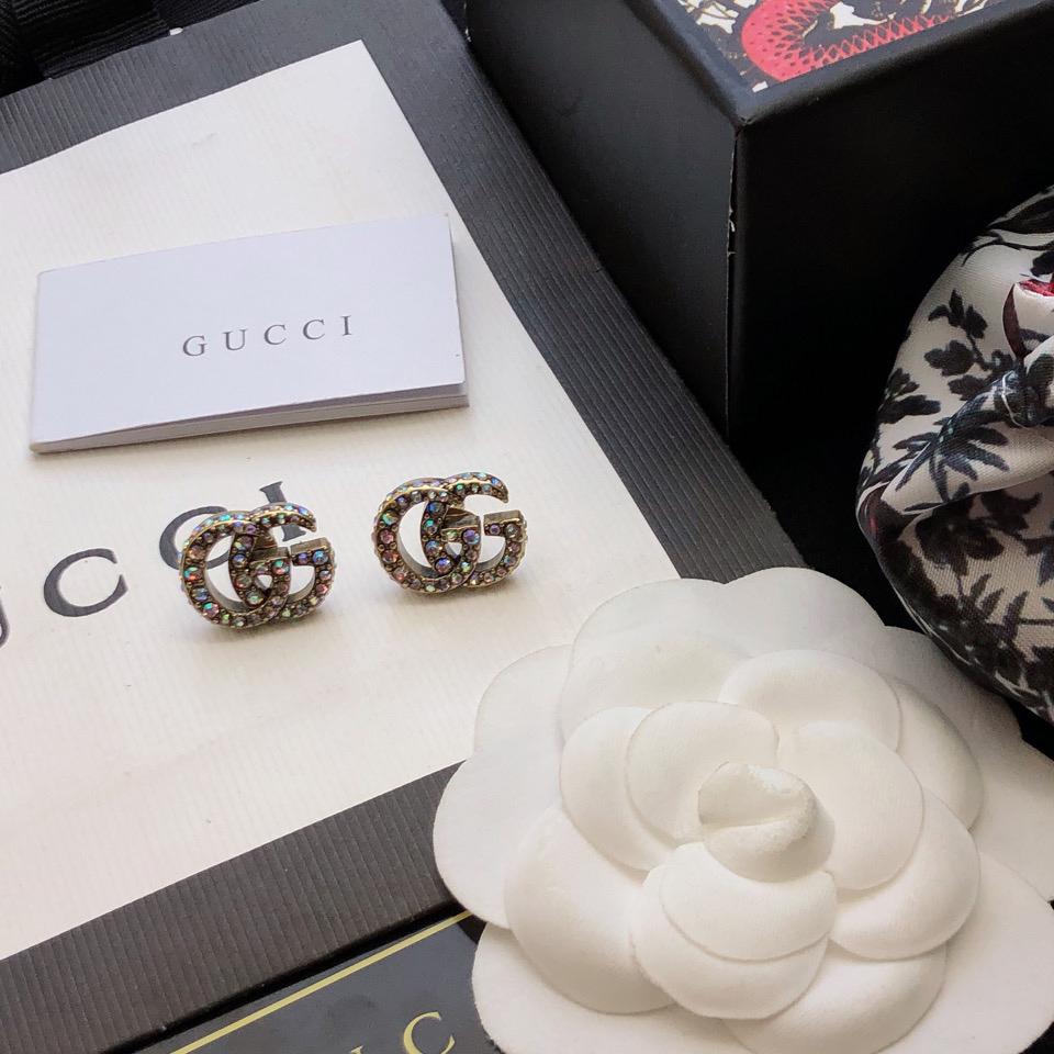Gucci Crystal Double G Earrings - FashionPlug