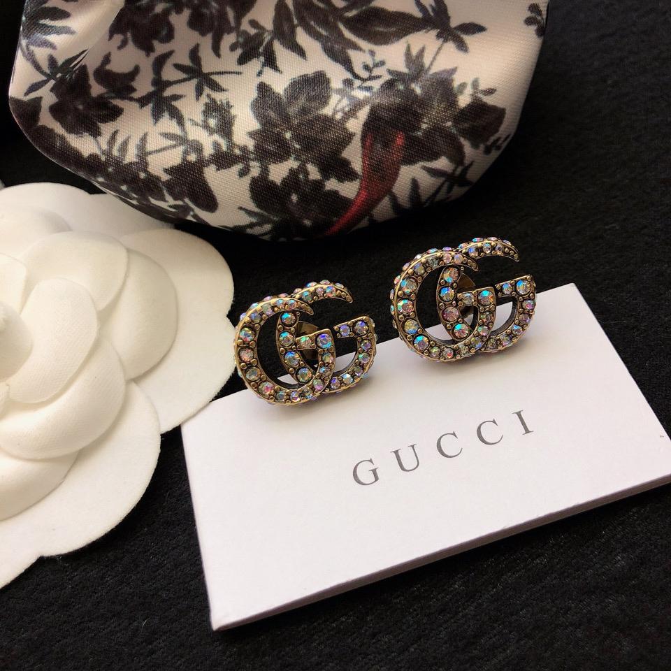 Gucci Crystal Double G Earrings - FashionPlug
