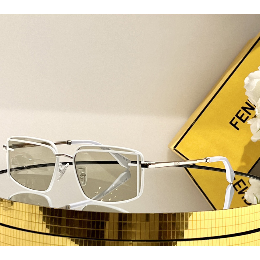 Fendi First Sight Cream Metal Fashion Show Sunglasses With Light Brown Lenses - FashionPlug
