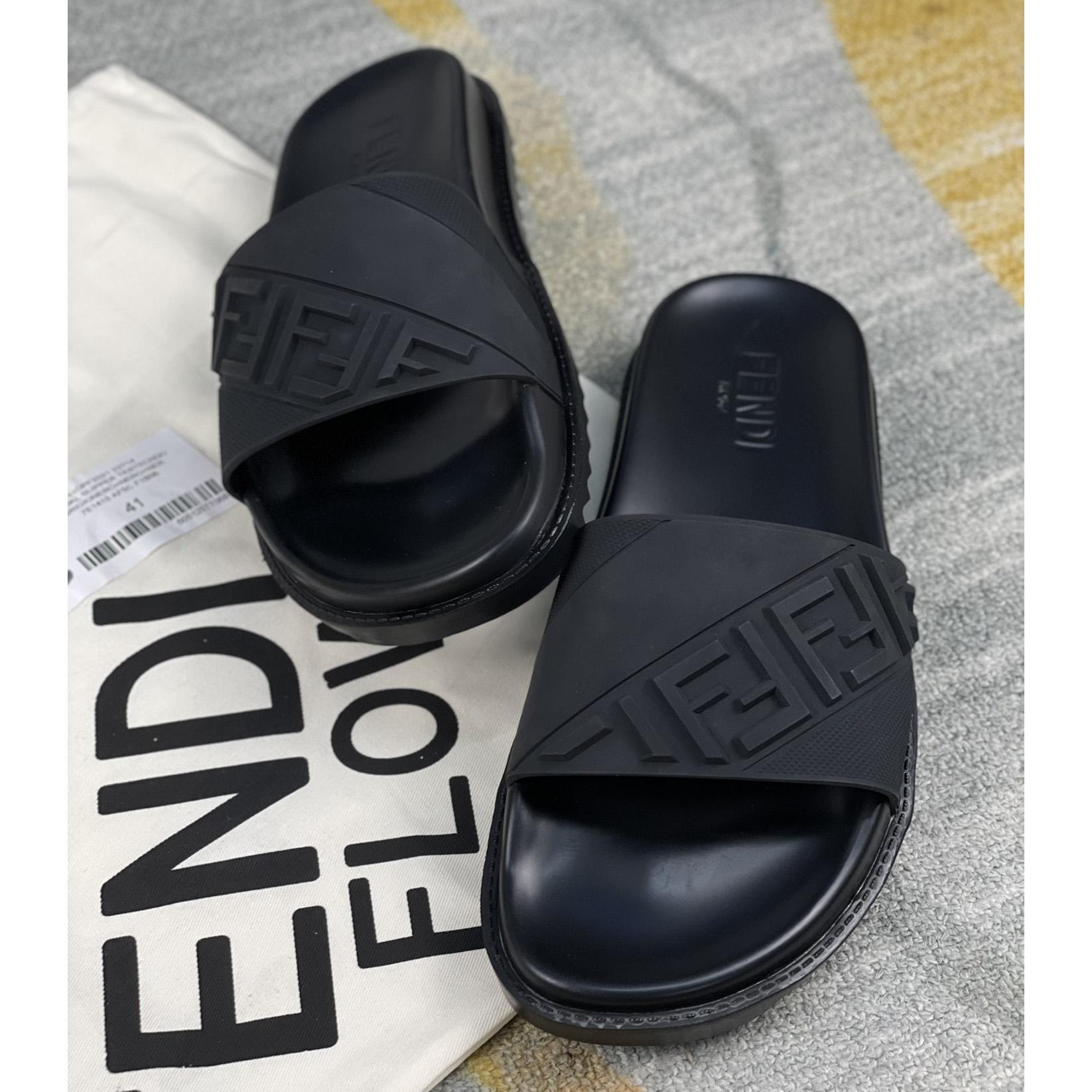 Fendi Black Rubber Footbed - FashionPlug