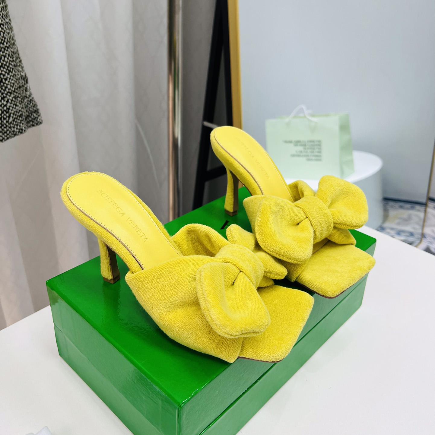 Bottega Veneta Yellow Heeled Sandals - FashionPlug
