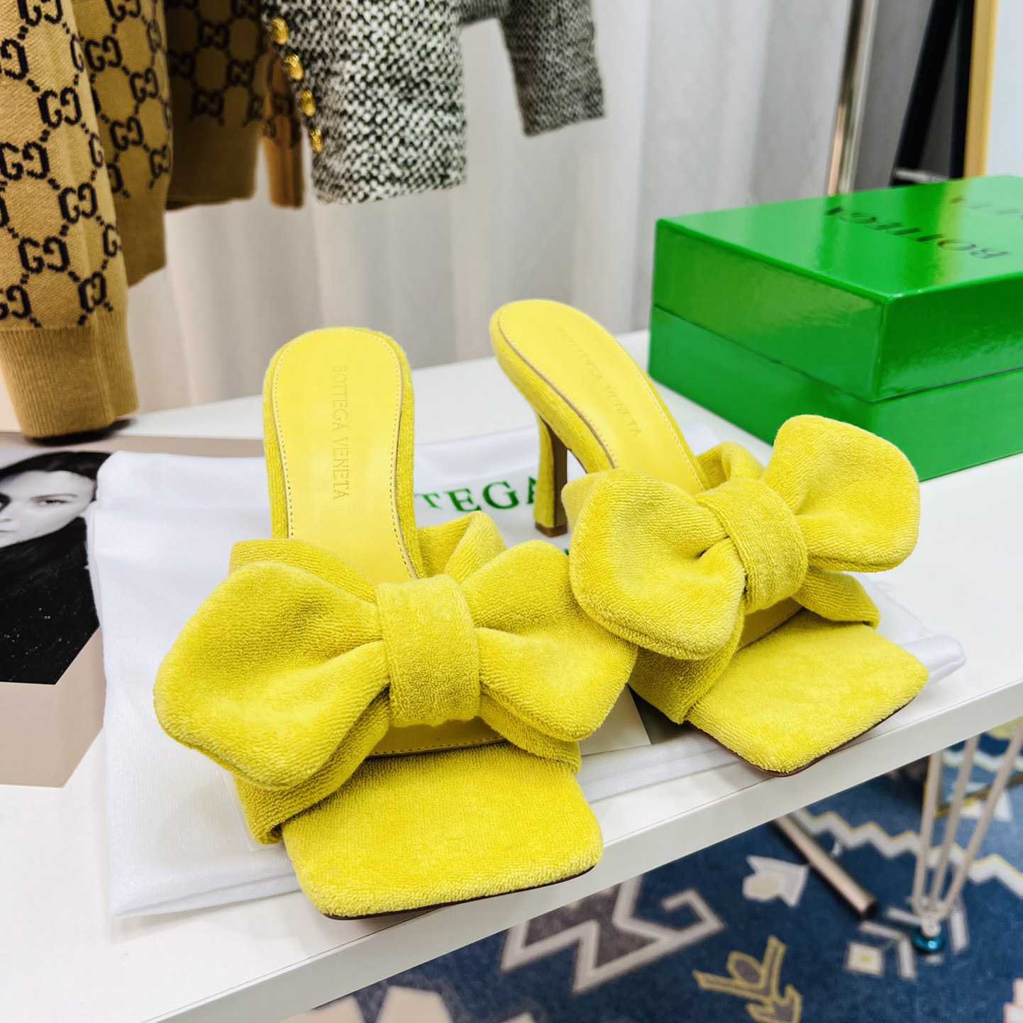 Bottega Veneta Yellow Heeled Sandals - FashionPlug