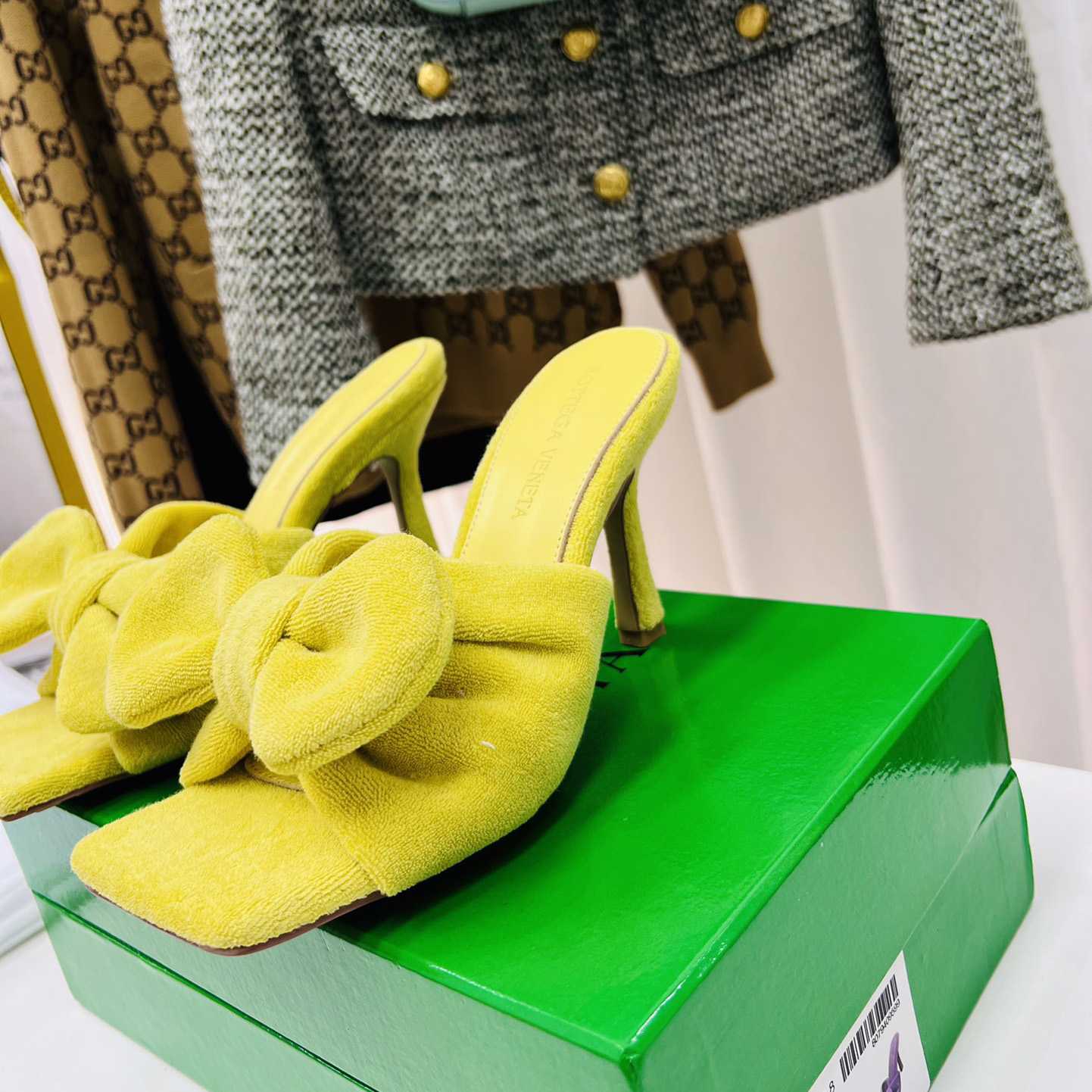Bottega Veneta Yellow Heeled Sandals - FashionPlug