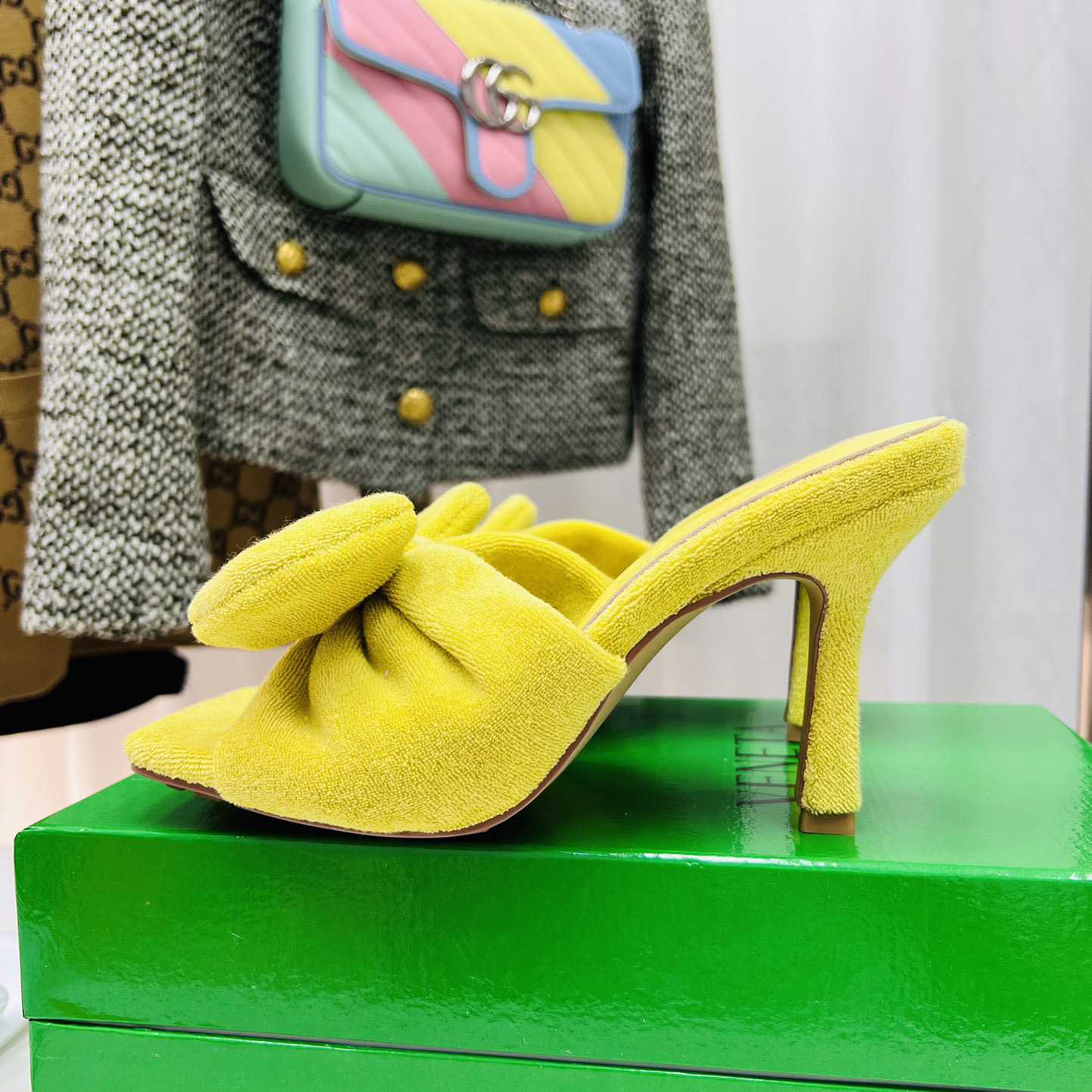 Bottega Veneta Yellow Heeled Sandals - FashionPlug