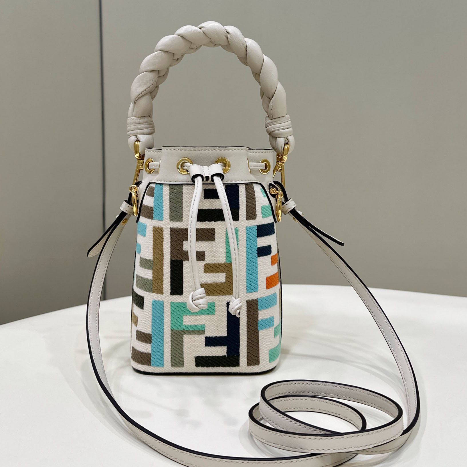 Fendi Mon Tresor Multicolour Canvas Mini-bag With FF Embroidery - FashionPlug